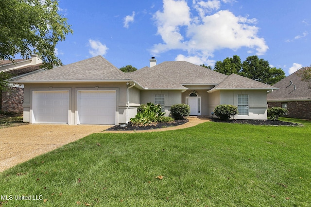 706 Danforth Dr, Madison, MS 39110 - single story home featuring an attached garage, a chimney, driveway, and a front lawn