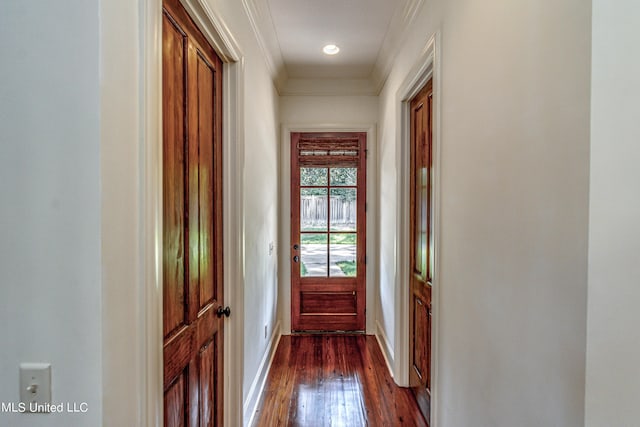 2024 E Northside Dr, Jackson, MS 39211 - doorway featuring baseboards, crown molding, and hardwood / wood-style flooring