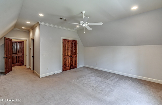 2024 E Northside Dr, Jackson, MS 39211 - additional living space with visible vents, vaulted ceiling, baseboards, and a ceiling fan