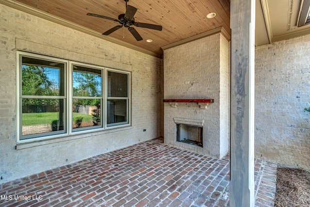 2024 E Northside Dr, Jackson, MS 39211 - view of patio featuring a ceiling fan and a fireplace