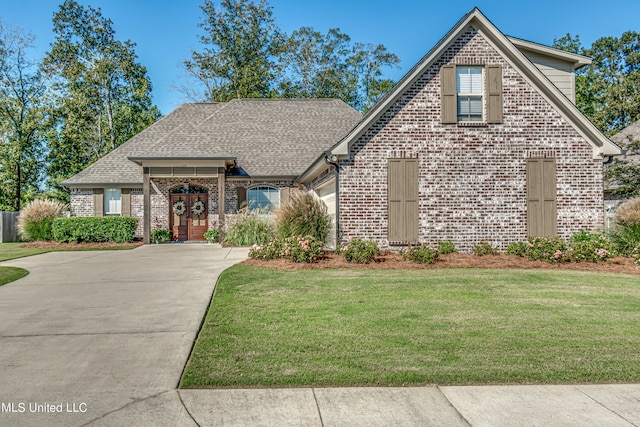 view of front of home featuring a front yard