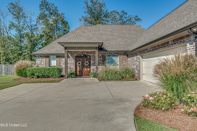 view of front of house with a garage