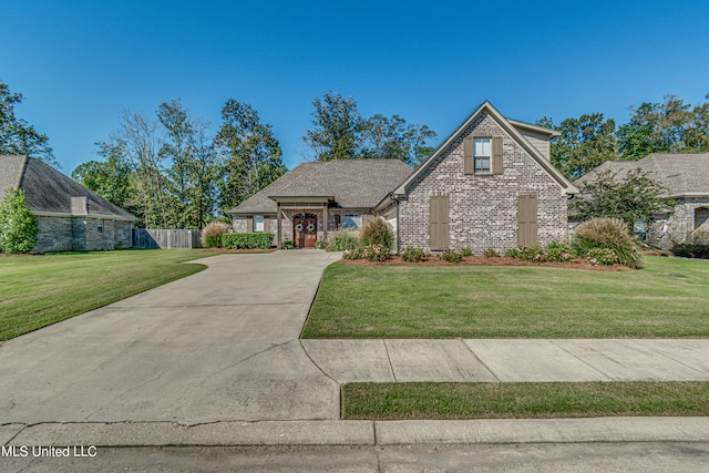 view of front of property featuring a front yard