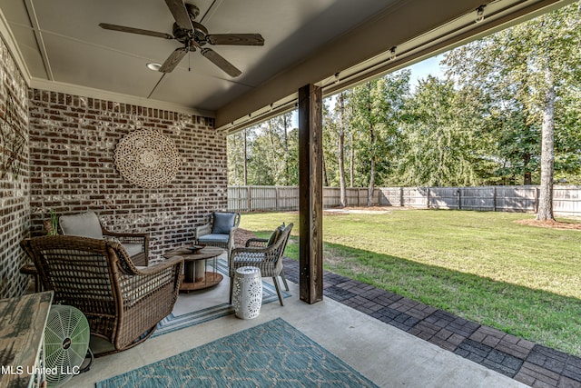 view of patio / terrace with ceiling fan