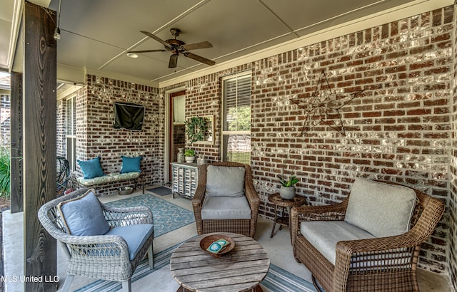 view of patio / terrace with outdoor lounge area and ceiling fan