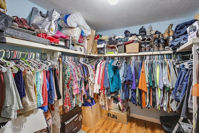 spacious closet with wood finished floors