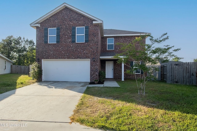 536 W Marigold Dr, Long Beach, MS 39560 - traditional-style house with fence, driveway, brick siding, and a garage