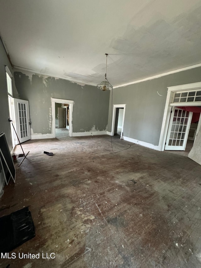 interior space with ornamental molding