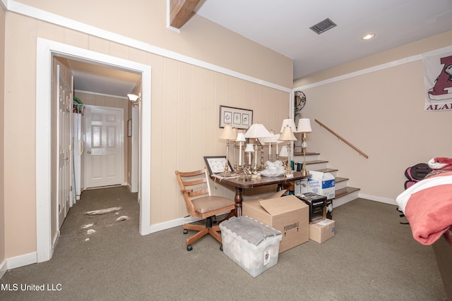 bedroom featuring carpet, visible vents, recessed lighting, and baseboards