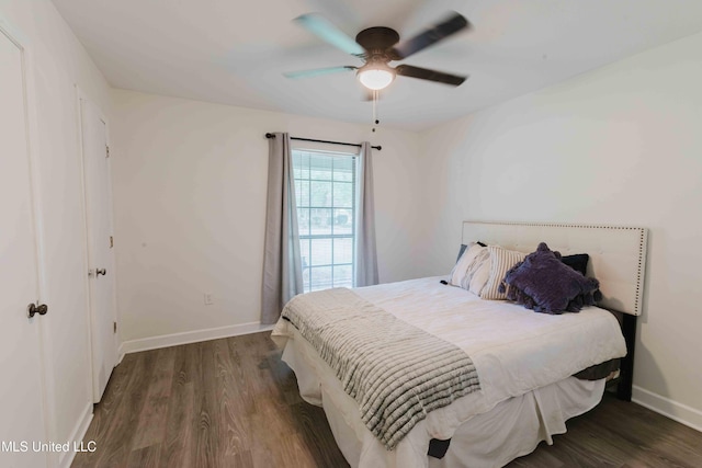 118 Dogwood Trl, Brandon, MS 39047 - bedroom featuring baseboards, wood finished floors, and a ceiling fan