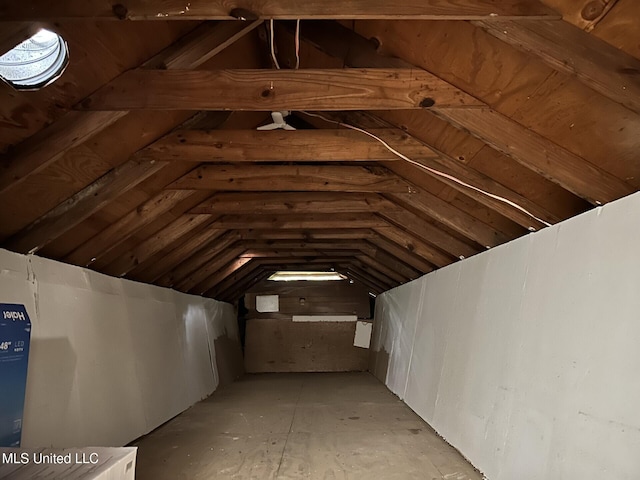 view of unfinished attic