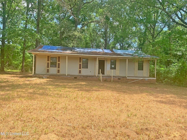 1356 Old River Rd, Harrisville, MS 39082 - view of front facade with a porch, a front yard, and a chimney