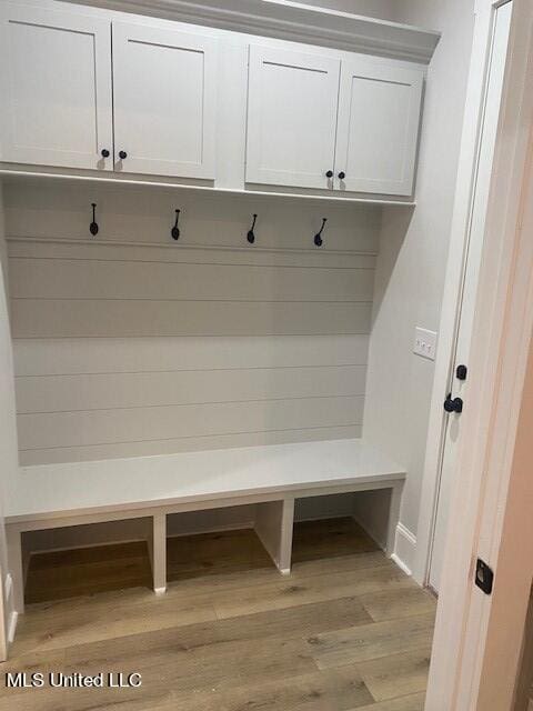 mudroom with light wood-type flooring