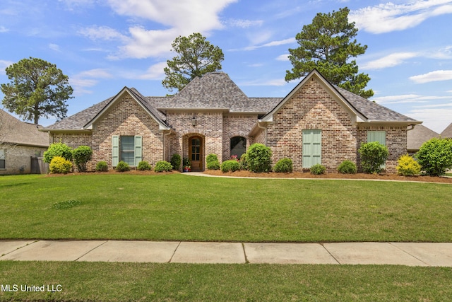 213 Wellington Way, Brandon, MS 39047 - french provincial home with brick siding, a front lawn, and a shingled roof
