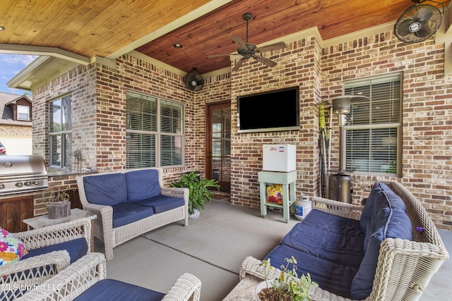 213 Wellington Way, Brandon, MS 39047 - view of patio featuring outdoor lounge area, area for grilling, and a ceiling fan