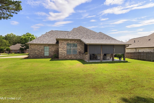 213 Wellington Way, Brandon, MS 39047 - rear view of property with a patio, roof with shingles, and brick siding