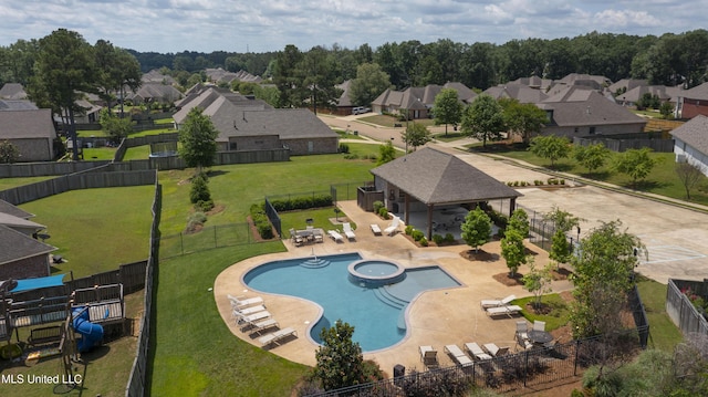 213 Wellington Way, Brandon, MS 39047 - view of pool with a pool with connected hot tub, a residential view, and a patio area