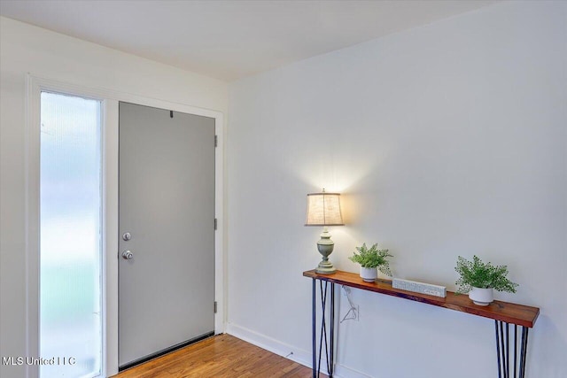 foyer with light hardwood / wood-style floors