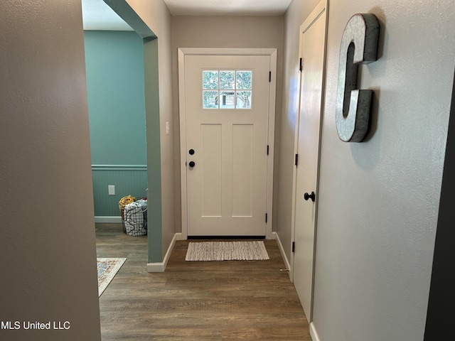 entryway featuring dark wood-type flooring