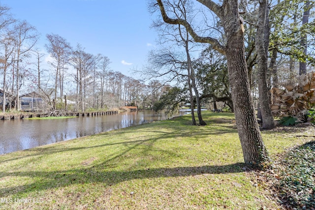 view of yard featuring a water view