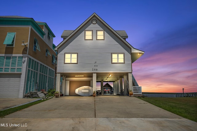 view of front of home with a garage