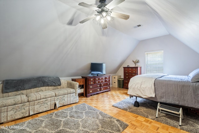 9884 Victor Dr, Olive Branch, MS 38654 - bedroom featuring lofted ceiling and ceiling fan