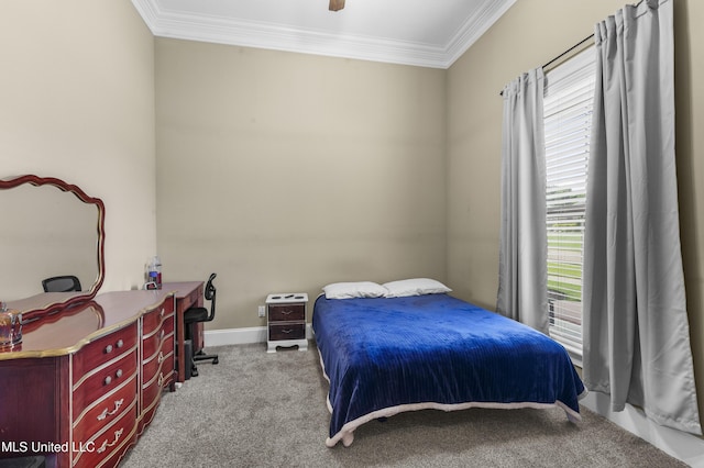 705 Brookwood Cir, Brandon, MS 39042 - carpeted bedroom featuring crown molding, baseboards, and a ceiling fan