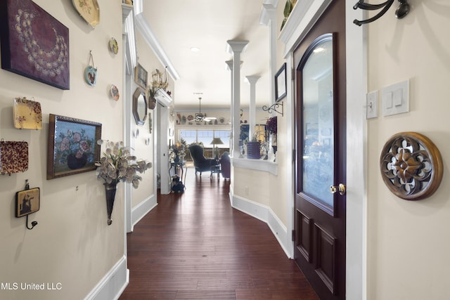 hall featuring dark hardwood / wood-style floors