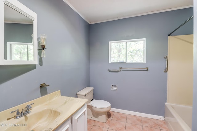 3008 Papania Ln, Gulfport, MS 39501 - full bathroom with toilet, crown molding, healthy amount of natural light, tile patterned flooring, and vanity