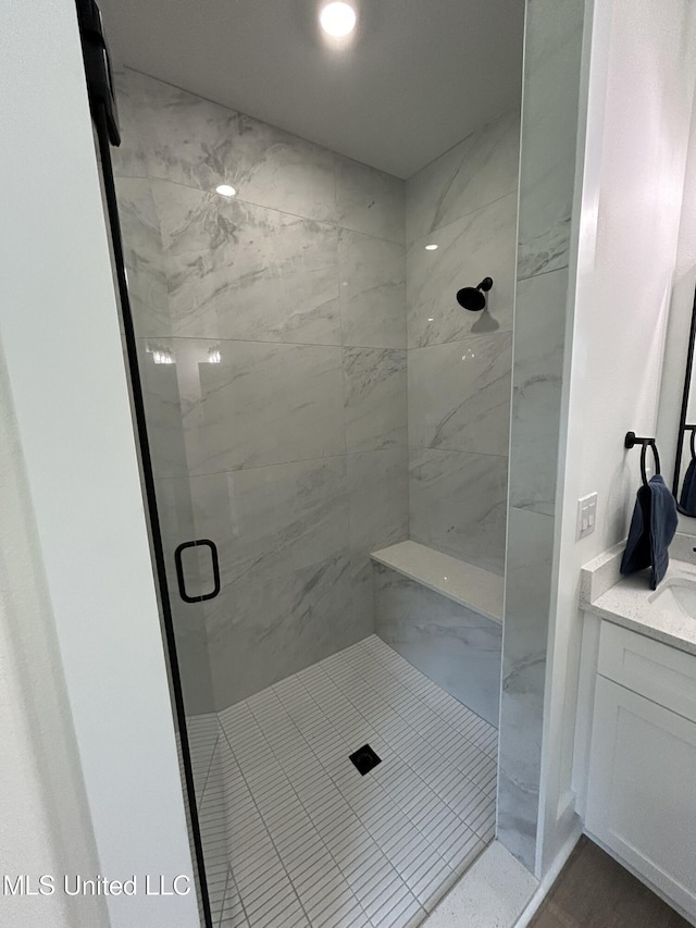 3076 Highland Ave, Diberville, MS 39540 - bathroom featuring a stall shower and vanity