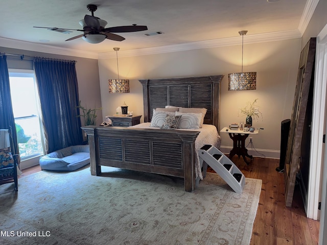236 Sawbridge Dr, Ridgeland, MS 39157 - bedroom featuring wood finished floors, crown molding, a ceiling fan, and baseboards
