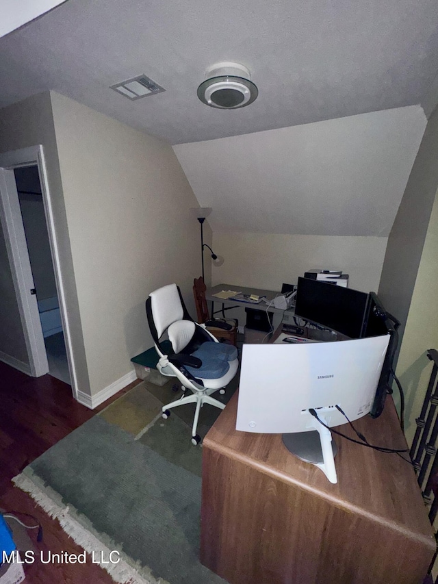 236 Sawbridge Dr, Ridgeland, MS 39157 - office with lofted ceiling, wood finished floors, and baseboards