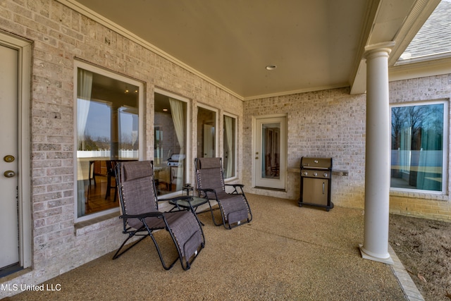 view of patio with area for grilling