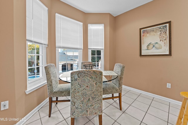 view of tiled dining space