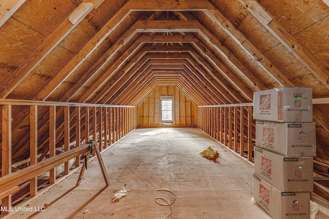 view of unfinished attic