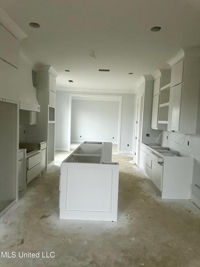 kitchen with white cabinets