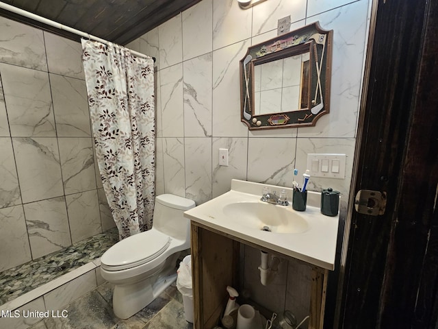 633 24th St, Gulfport, MS 39501 - full bath featuring tile walls, a stall shower, and vanity