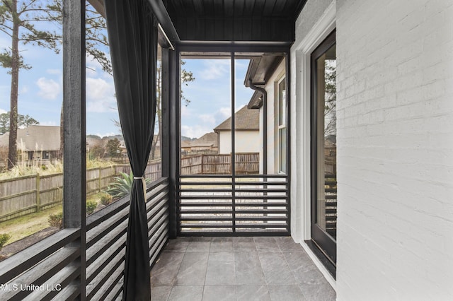 view of unfurnished sunroom