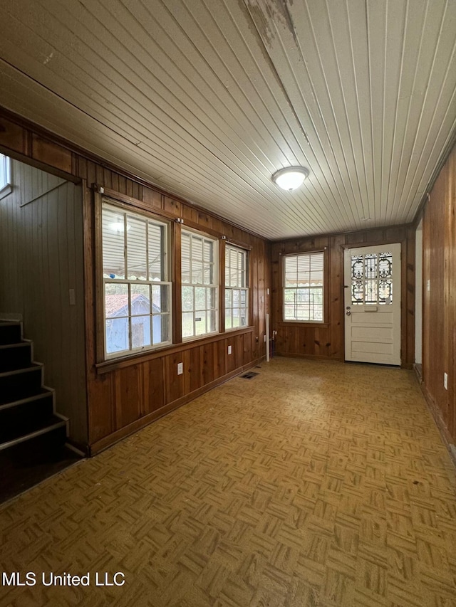 interior space with wooden ceiling