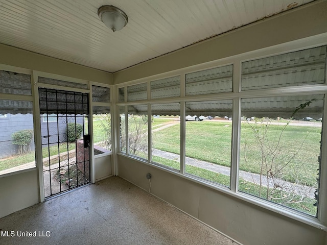 view of unfurnished sunroom