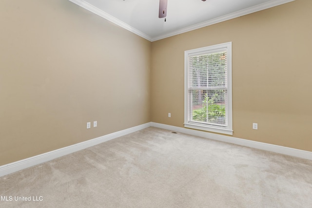 11541 Briarstone Pl, Gulfport, MS 39503 - carpeted spare room featuring ornamental molding and a ceiling fan