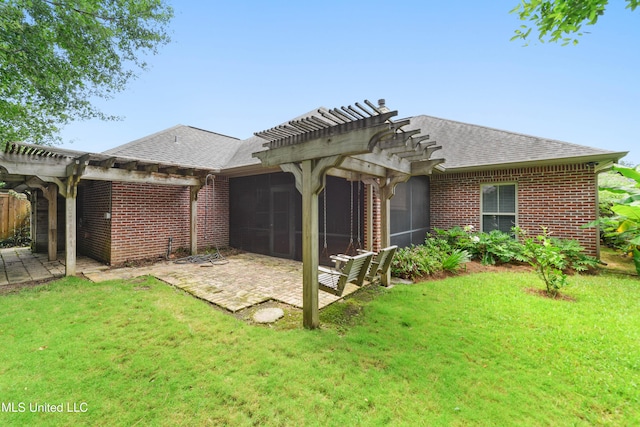 11541 Briarstone Pl, Gulfport, MS 39503 - back of property with a pergola, a patio, brick siding, and a lawn