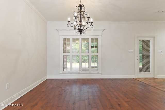 11541 Briarstone Pl, Gulfport, MS 39503 - unfurnished dining area with a chandelier, dark wood finished floors, and crown molding