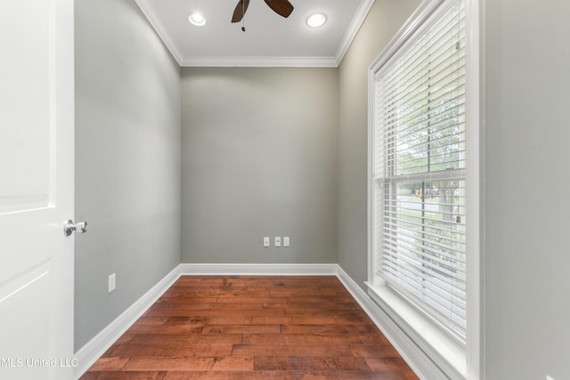 11541 Briarstone Pl, Gulfport, MS 39503 - empty room featuring a ceiling fan, wood finished floors, crown molding, and recessed lighting