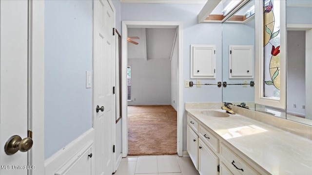 555 Rusk Dr, Brandon, MS 39047 - bathroom with vanity, tile patterned flooring, and plenty of natural light