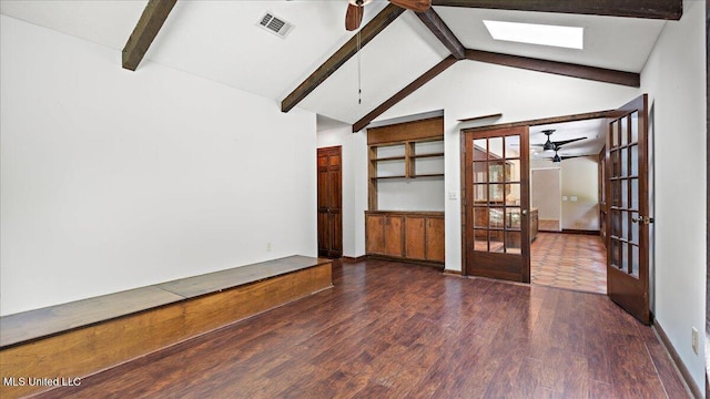 555 Rusk Dr, Brandon, MS 39047 - spare room featuring french doors, ceiling fan, and wood finished floors