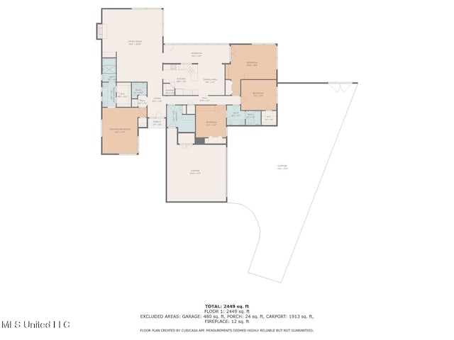 555 Rusk Dr, Brandon, MS 39047 - view of property floor plan