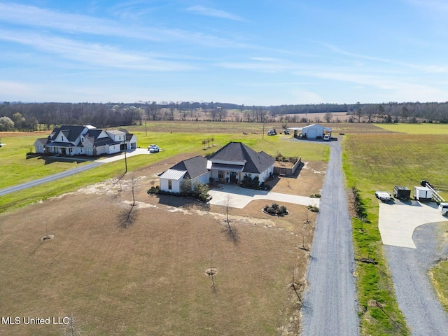 drone / aerial view with a rural view