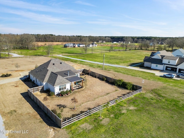 bird's eye view with a rural view