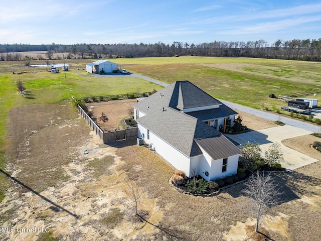 aerial view featuring a rural view